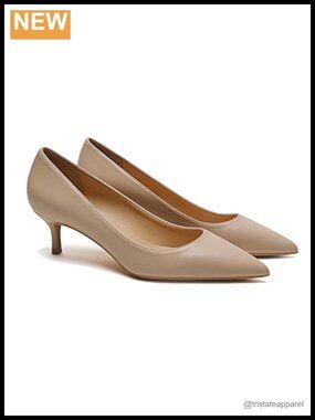 Kitten Heel Pumps Pointed Toe Satin Slip On 2 Inch Mid Heel Dress Shoes
